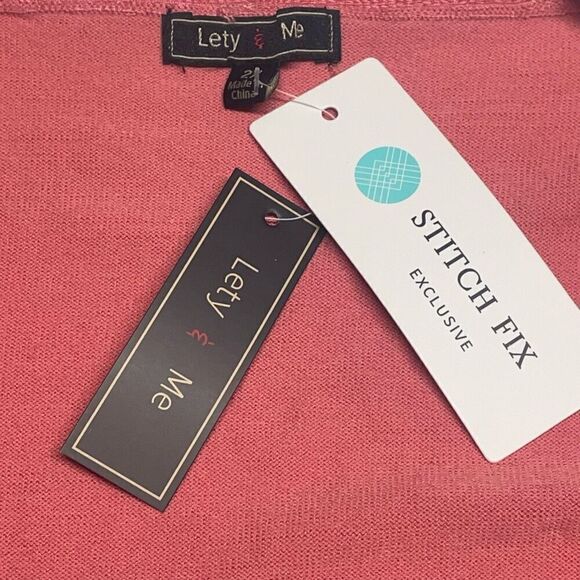 Lety & Me Salmon Pink Long Sleeve Surplice Wrap Top - Picture 3 of 6